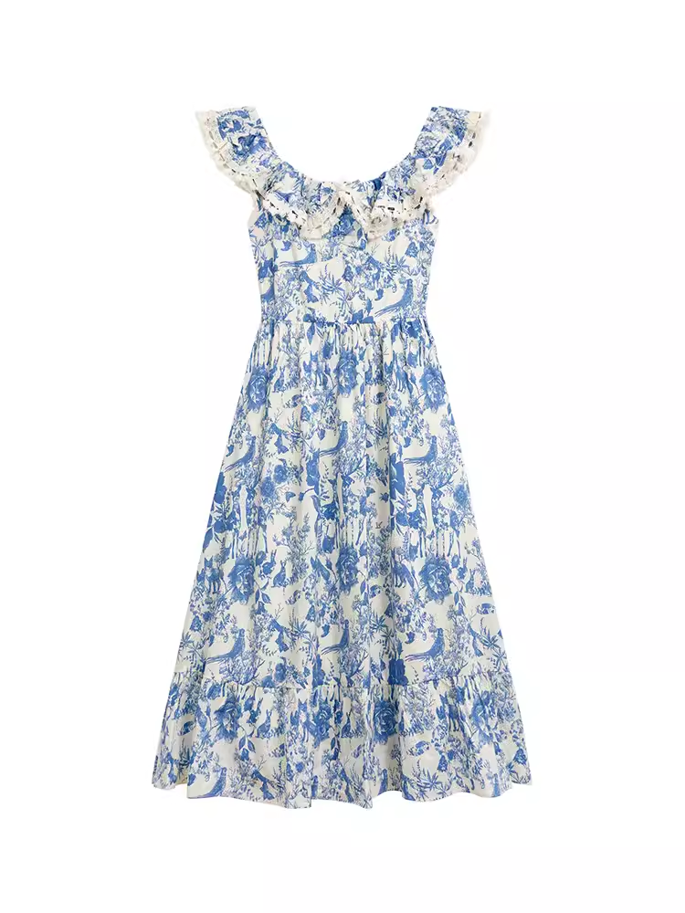 Summer floral dress printed holiday dress