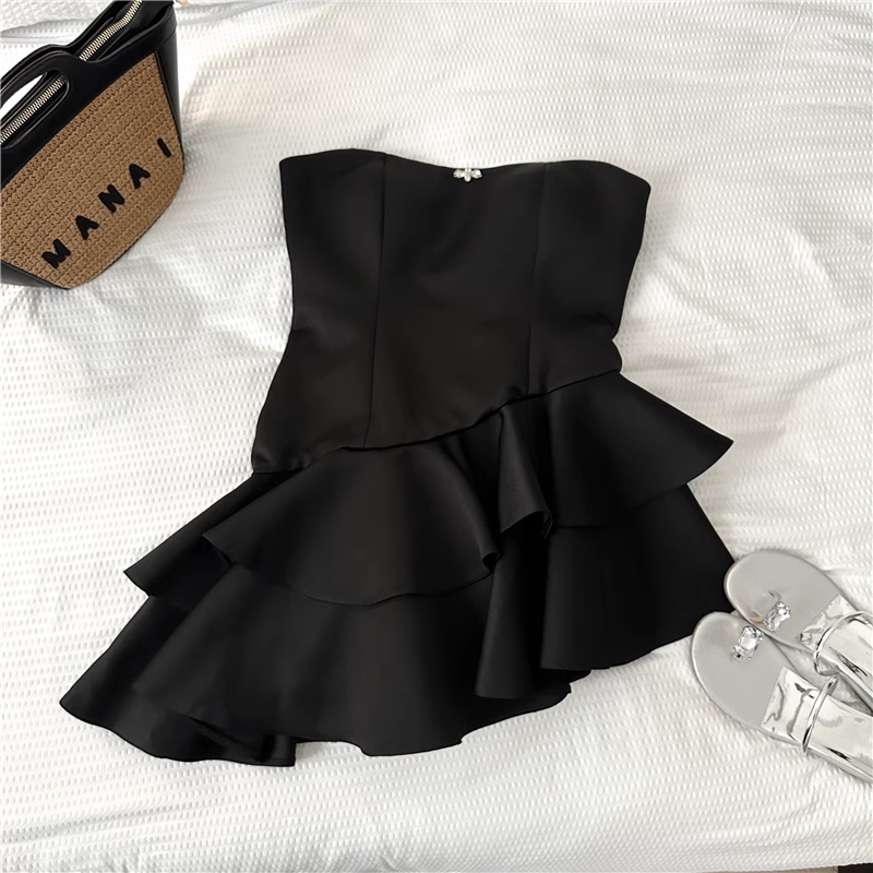 Chic A line black fashion summer dress ,