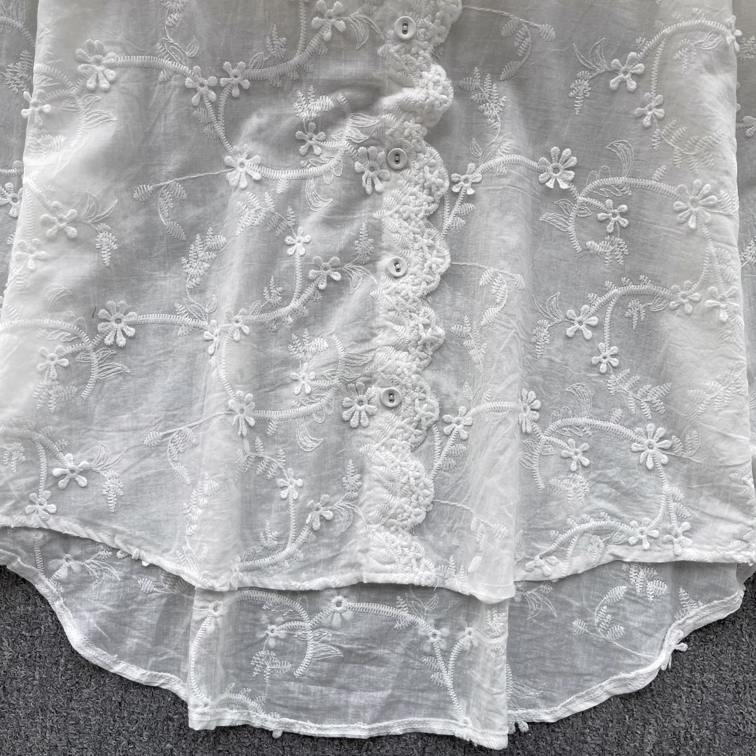 Lace Embroidered Petal Sleeves Blouses