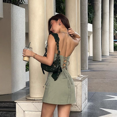 New backless lace-up back dress