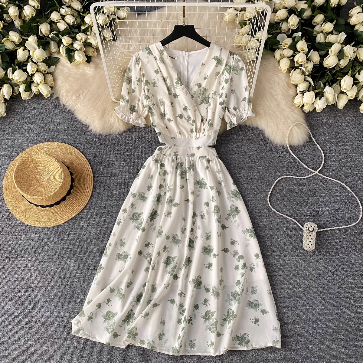 Women's summer V-neck floral dress