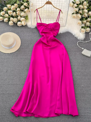 Hot Pink A-line Simple Dress