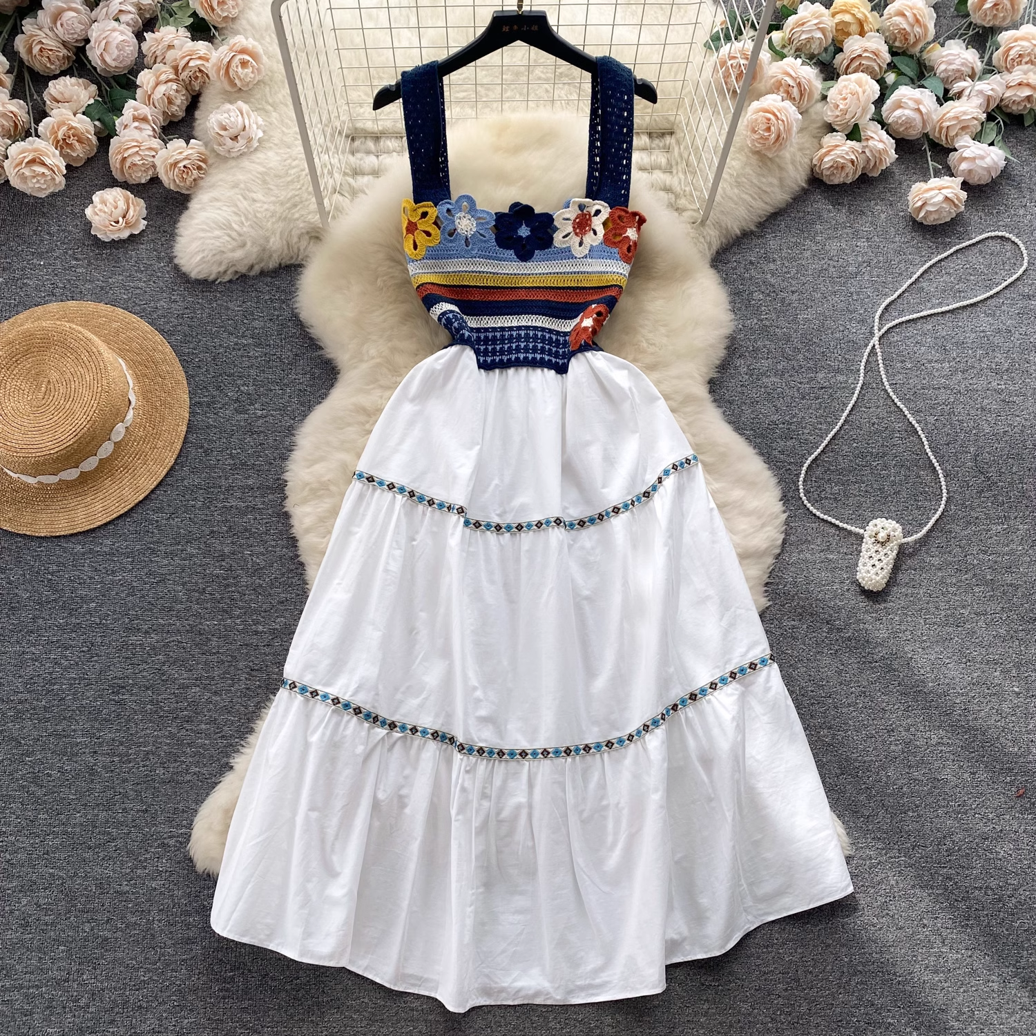 Summer knitted crochet design sense fairy dress