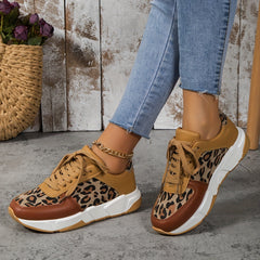 Breathable Elastic Leopard Vulcanized Sneakers