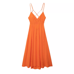 Orange Backless Summer Dress