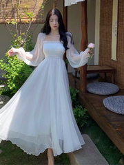 White Tulle Long Dress