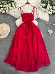 Red Sleeveless Summer Dress