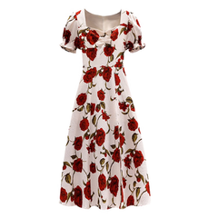 women's summer chiffon slit floral dress