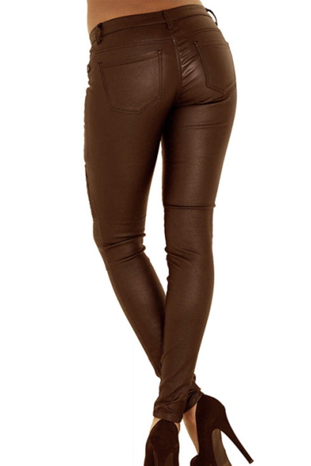 Leather Stitched Zipper Locomotive Pants