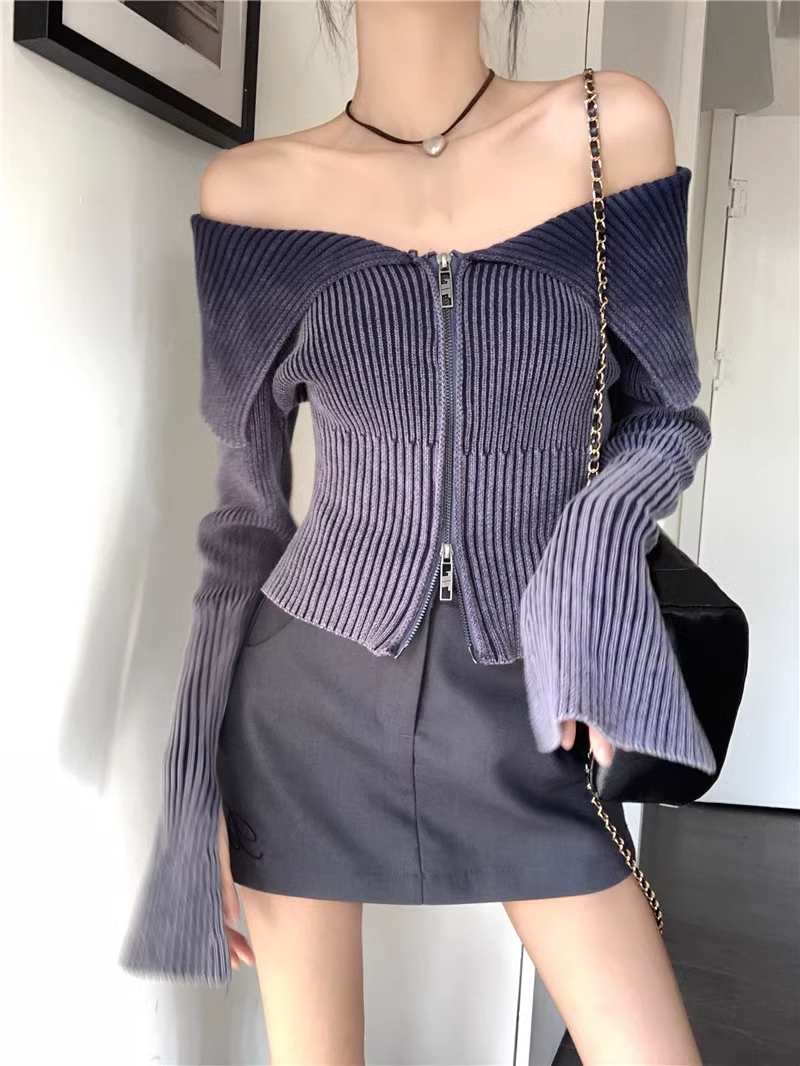 Off the shoulder long-sleeve sweater for women