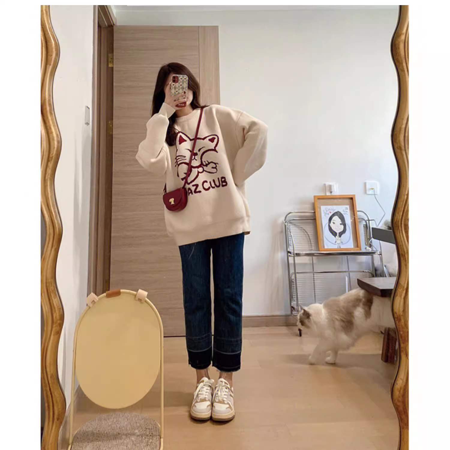 Women's sweater autumn and winter new jacquard cat design