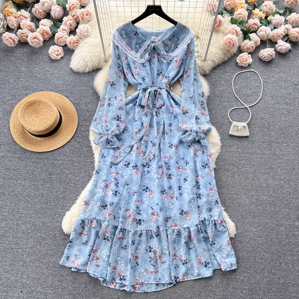 women's doll collar floral dress