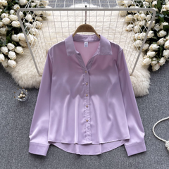 women's autumn long sleeve satin blouses