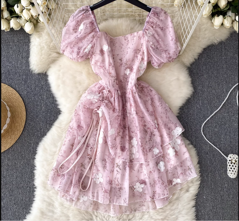 Floral Chiffon Summer Dress,