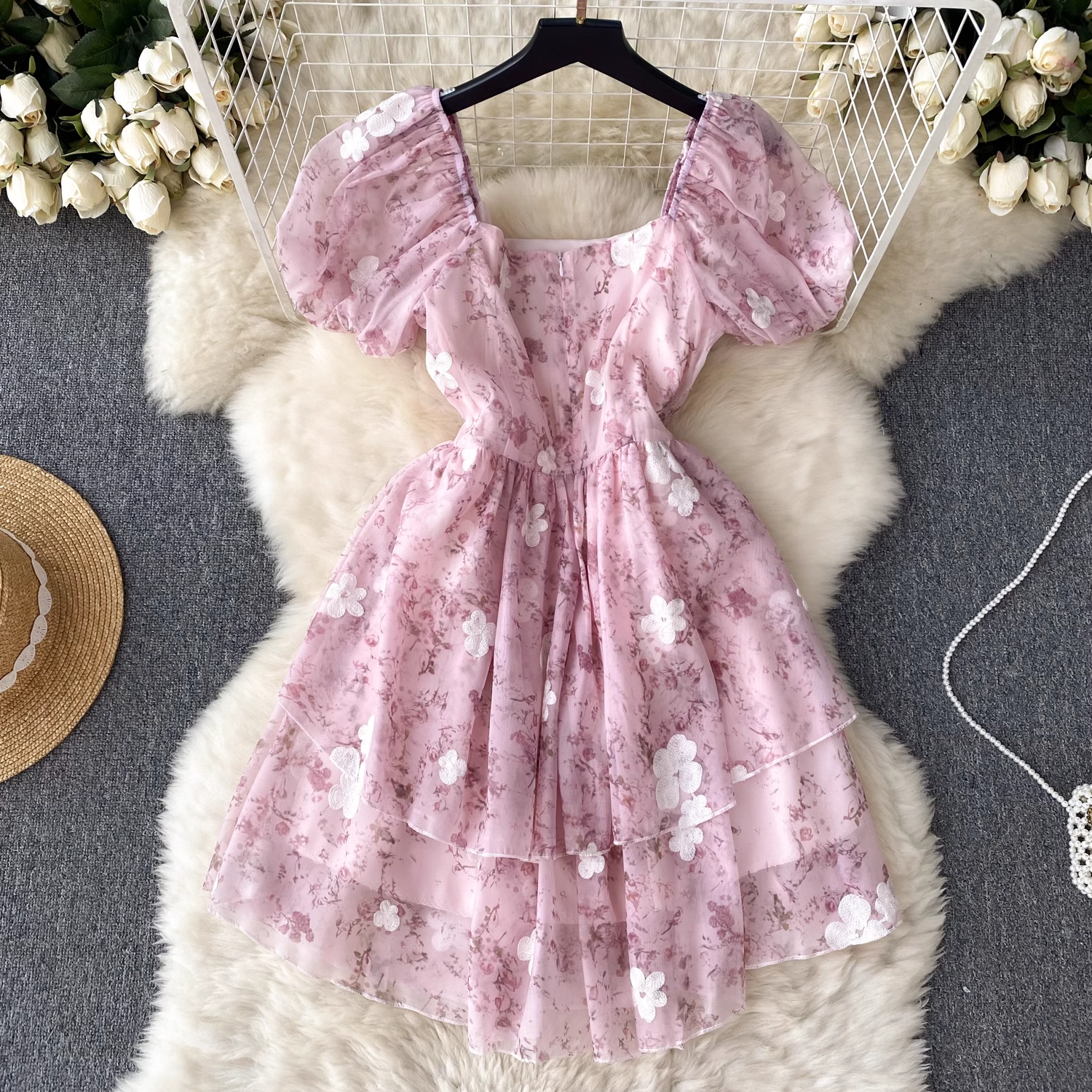 Floral Chiffon Summer Dress,