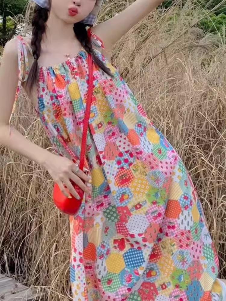 Floral chiffon summer dress