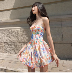 women's sweet colorful floral summer casual dress ,