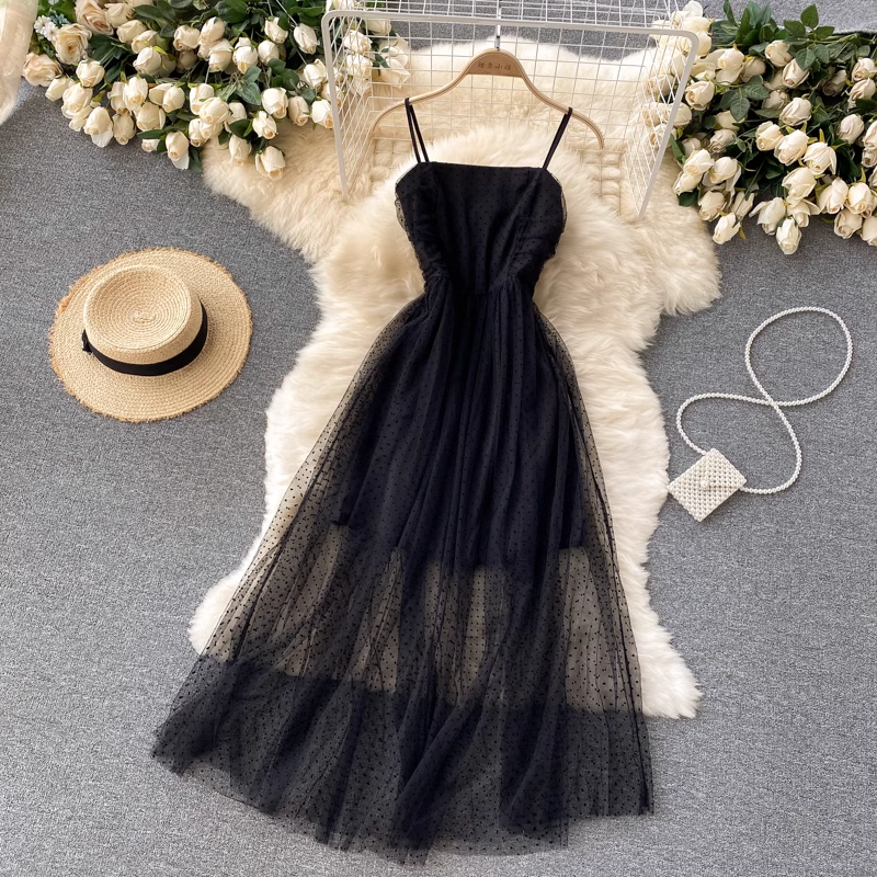 A-line Black Summer Dress  ,