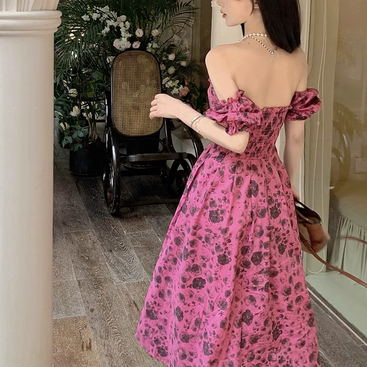 Holiday style floral long dress