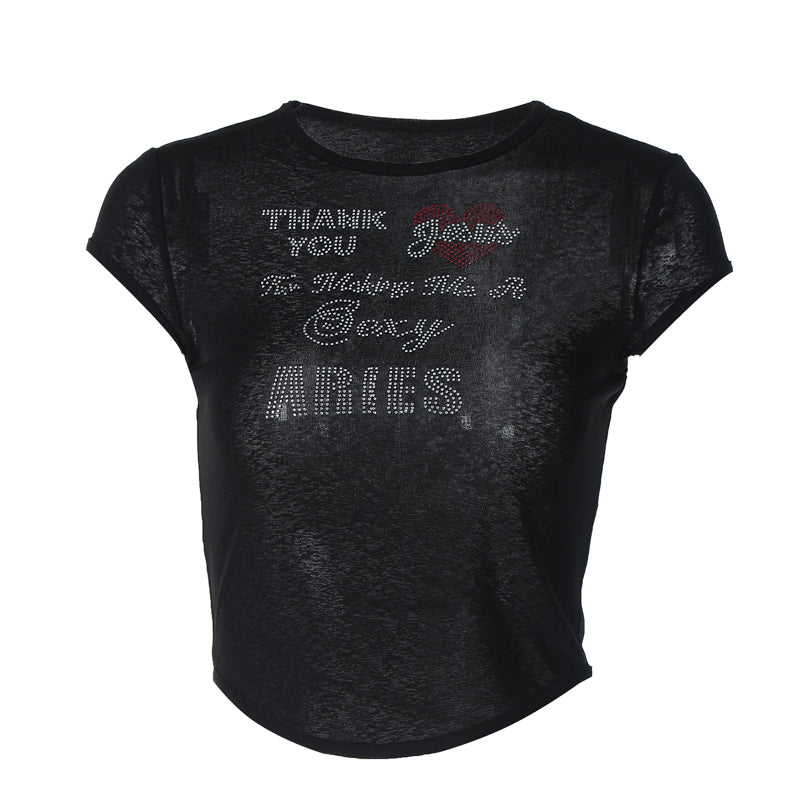 Aries Letter Print T-Shirt