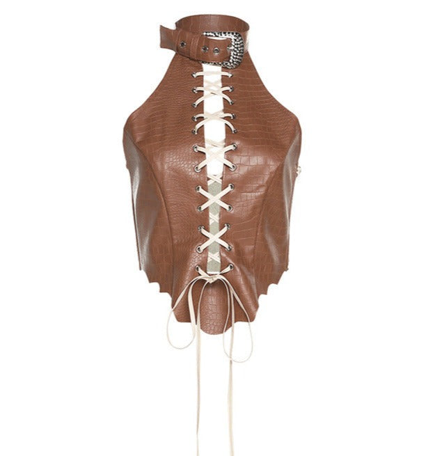 Ayda Faux Leather Halter Top