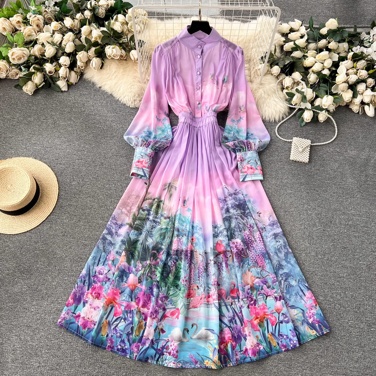 Long chiffon resort dress