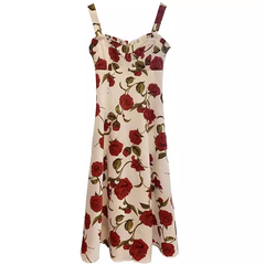 women's spring rose suspender dress