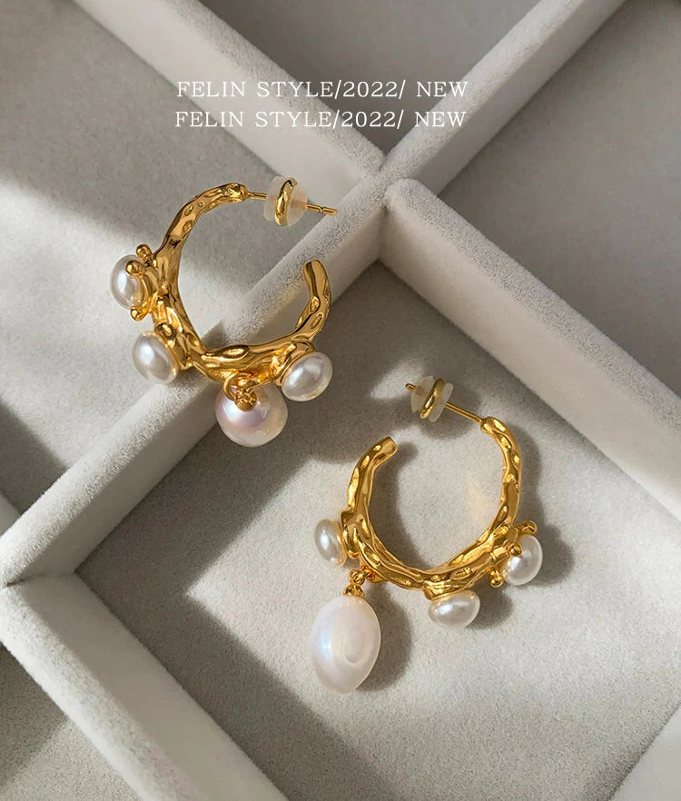 Baraque Pearl C Type  Earrings