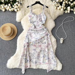 women's summer floral suspender dress