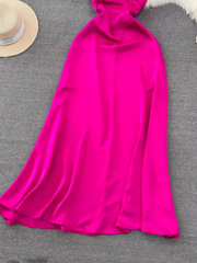 Hot Pink A-line Simple Dress