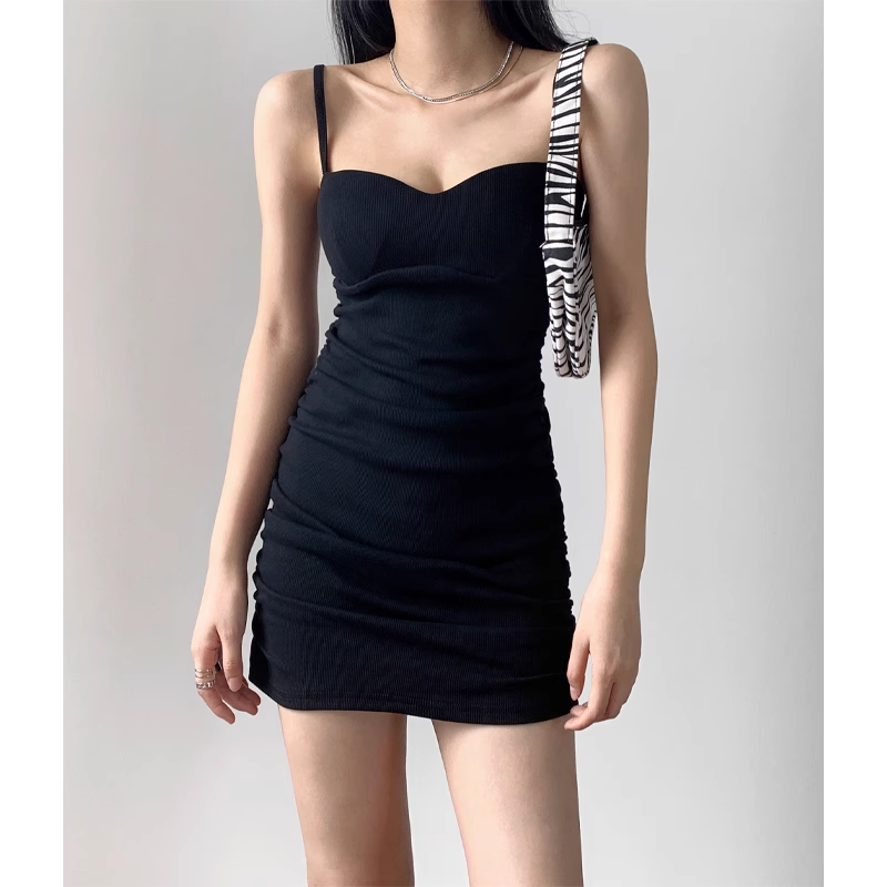 summer black suspender dress