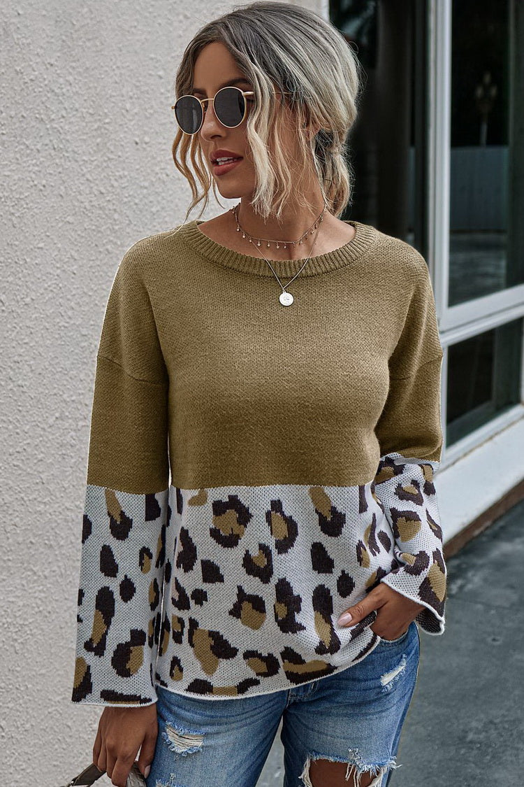 Leopard Print Crew-neck Sweater