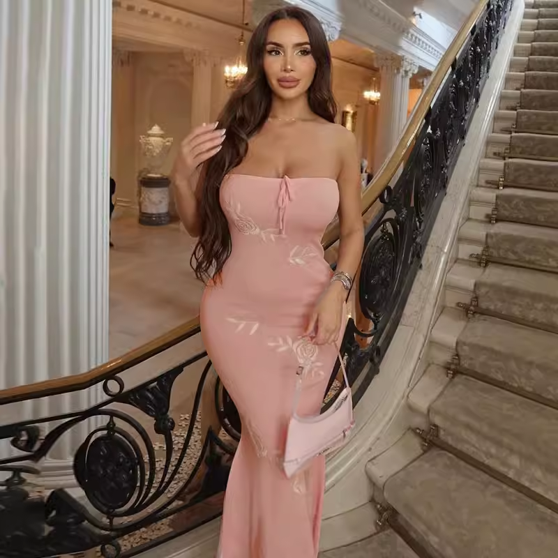 Pink Mermaid Strapless Dress