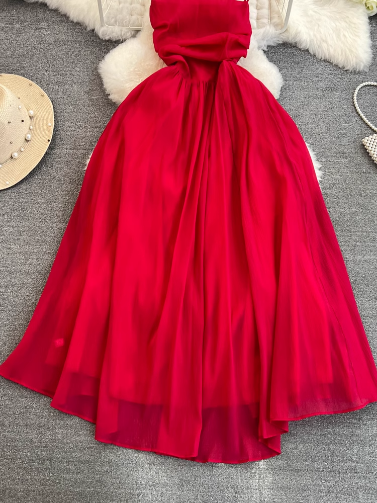 Red Sleeveless Summer Dress