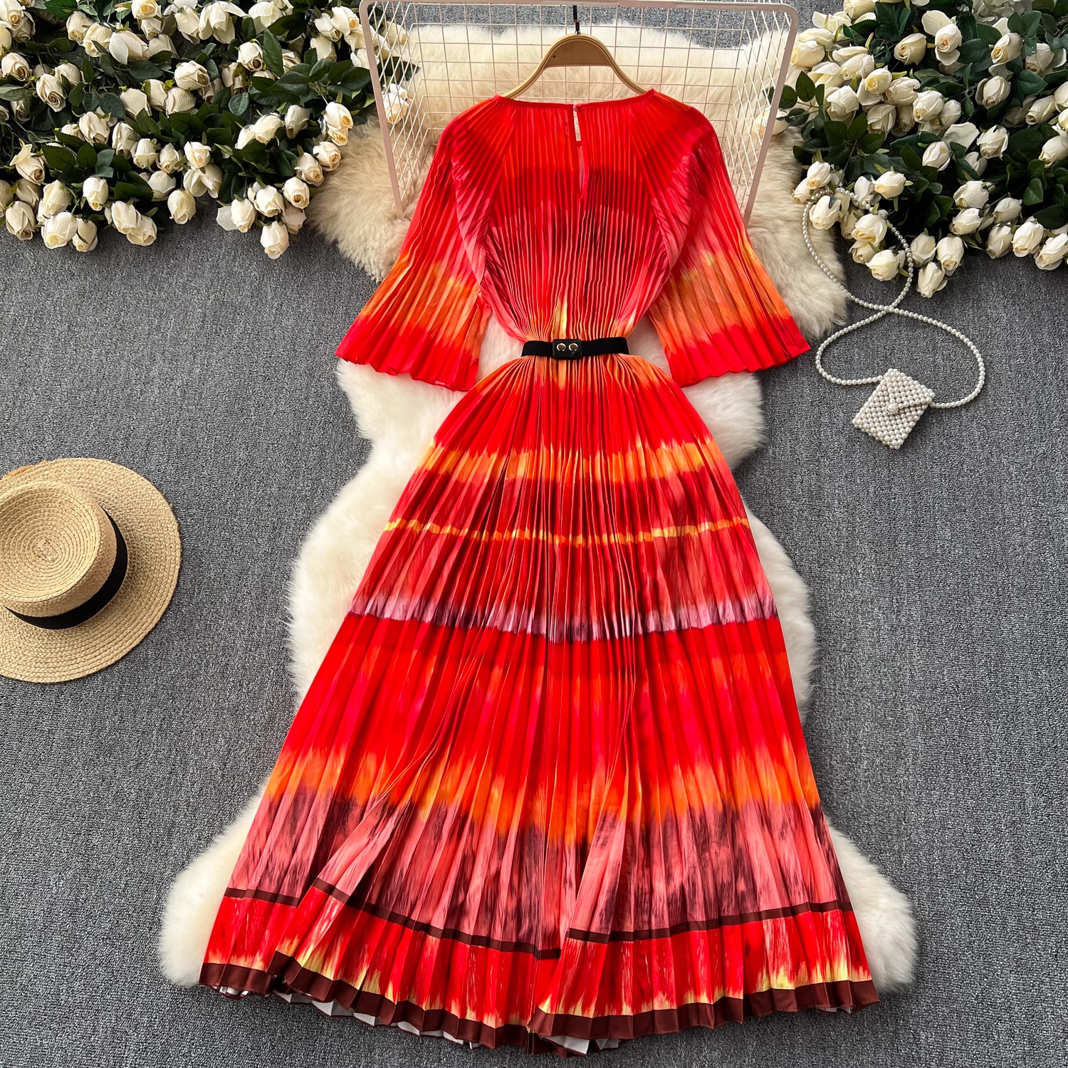 summer A-line pleated dress