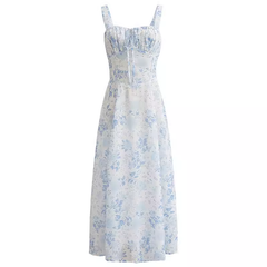 A-line floral long dress