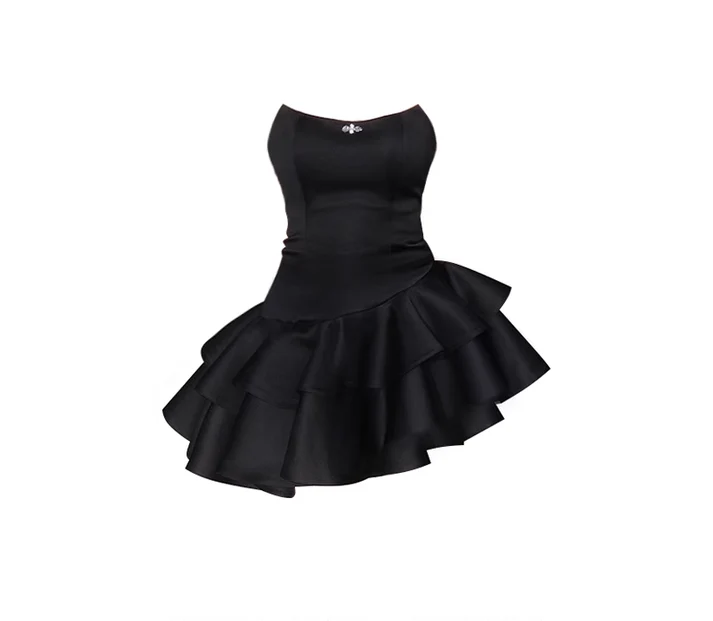 Chic A line black fashion summer dress ,