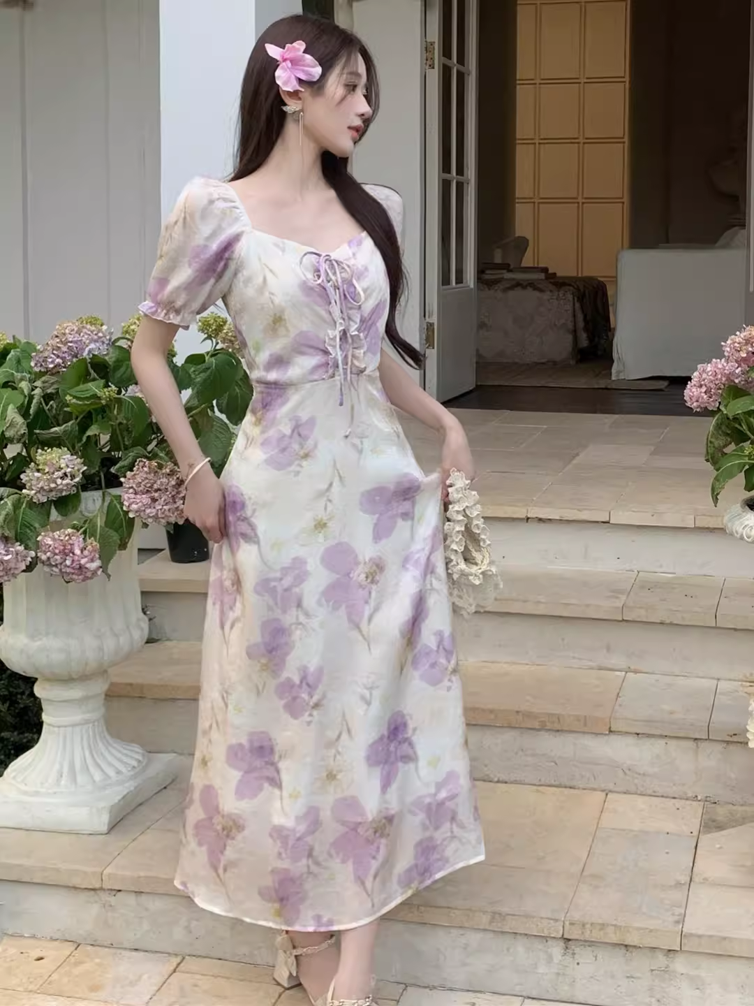 Elegant seaside floral dress