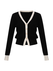 Women's contrast knitted cardigan