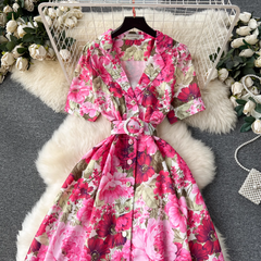 New style suit collar buttoned long dress for women