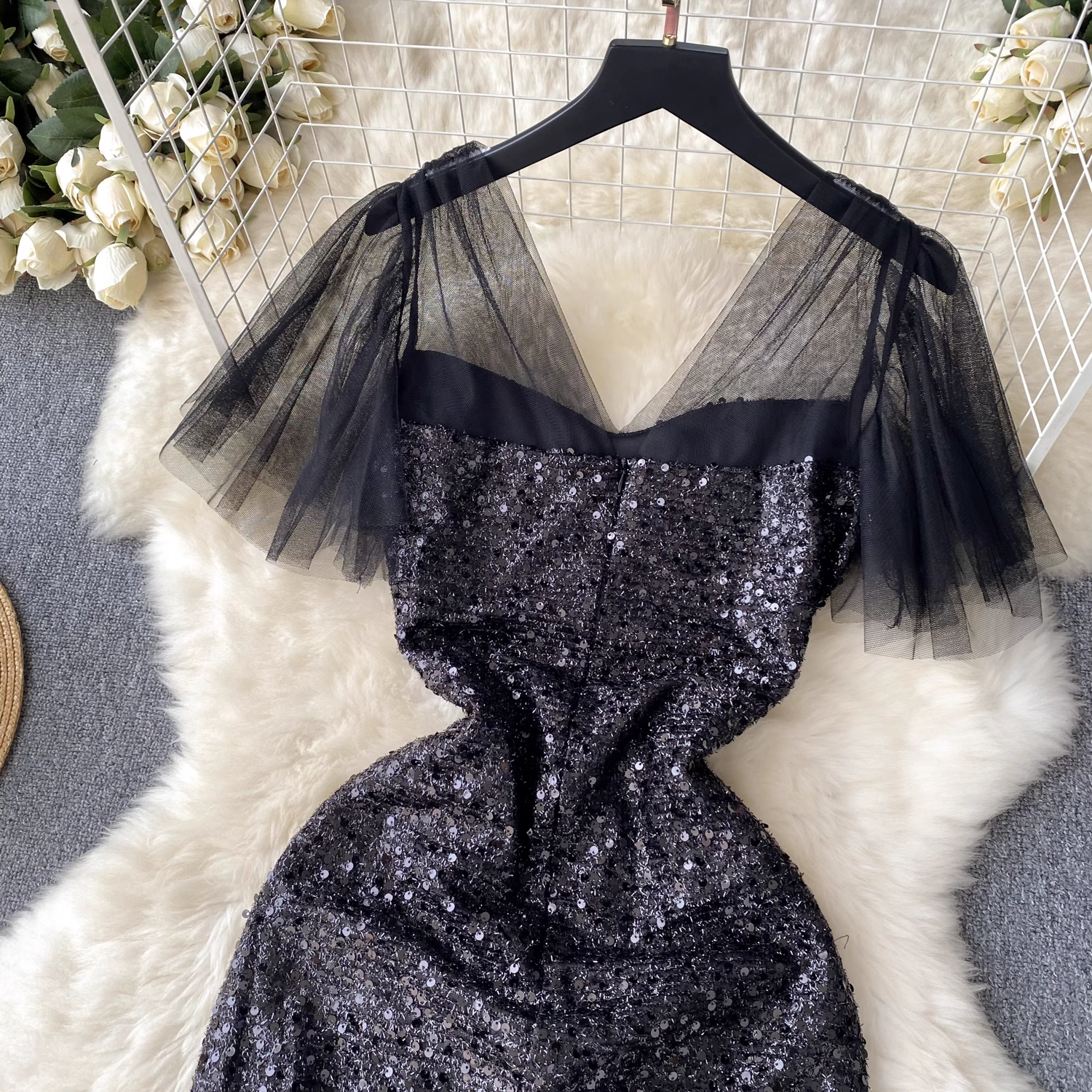 Sexy Black Sequins Dress ,