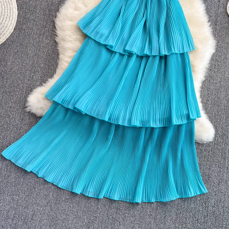 Off-the-shoulder strapless sweet ruffle maxi dress ,