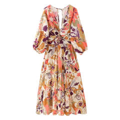 Fashion V-neck printed dress