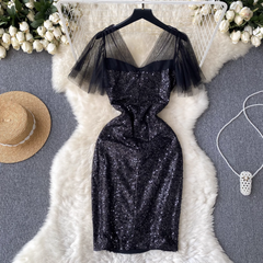 Sexy Black Sequins Dress ,