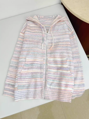 Rainbow Stripe Knit Cardigan Sweater