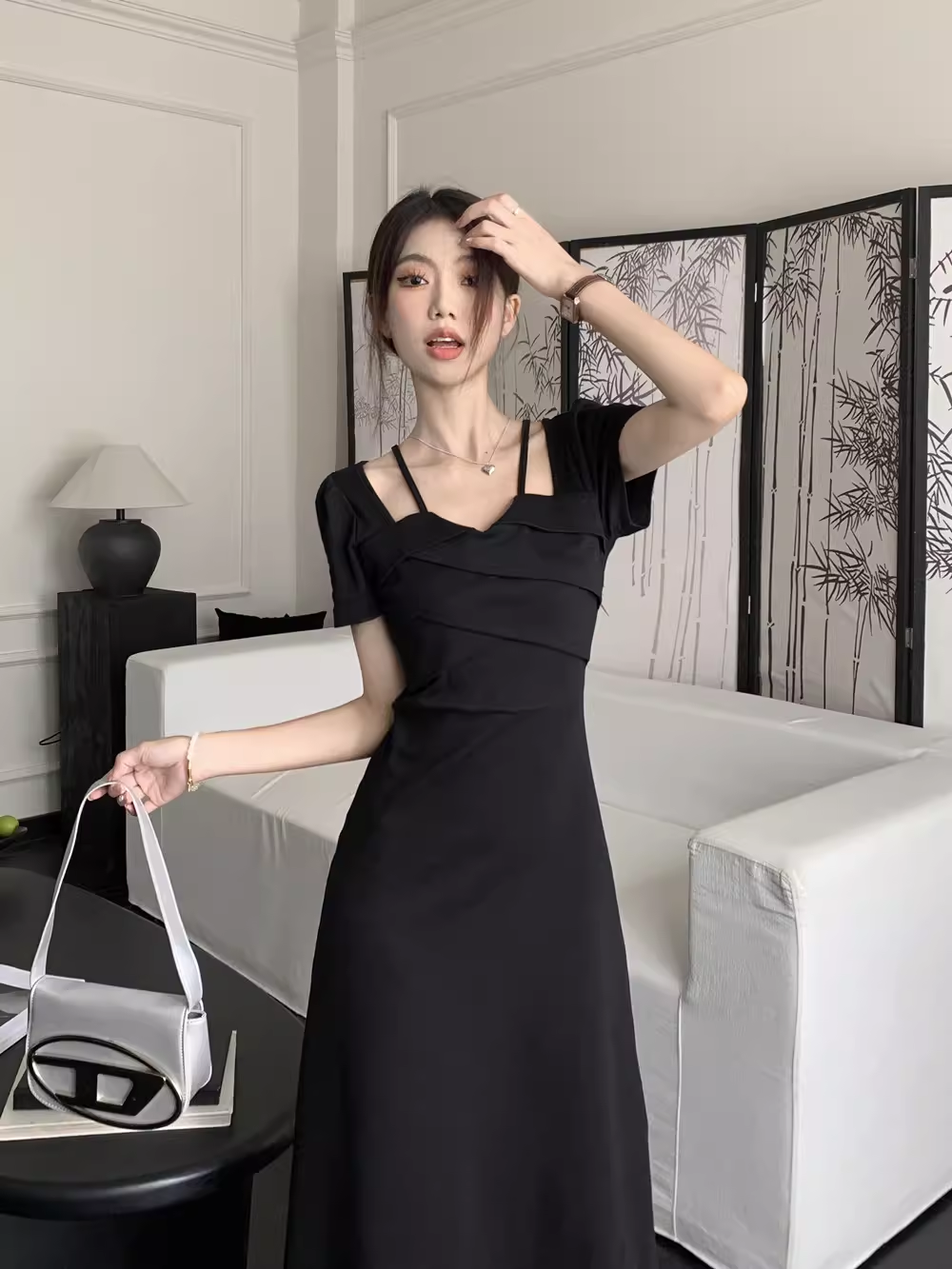 Black Short Sleeves Dress