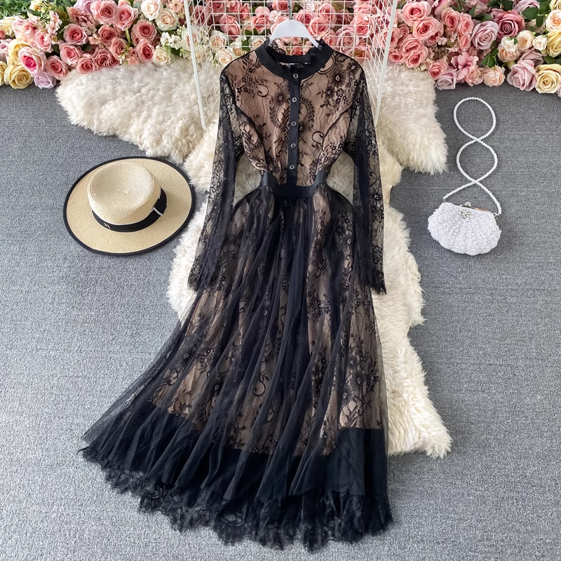 New Fashion Lace Mid-Length Dress