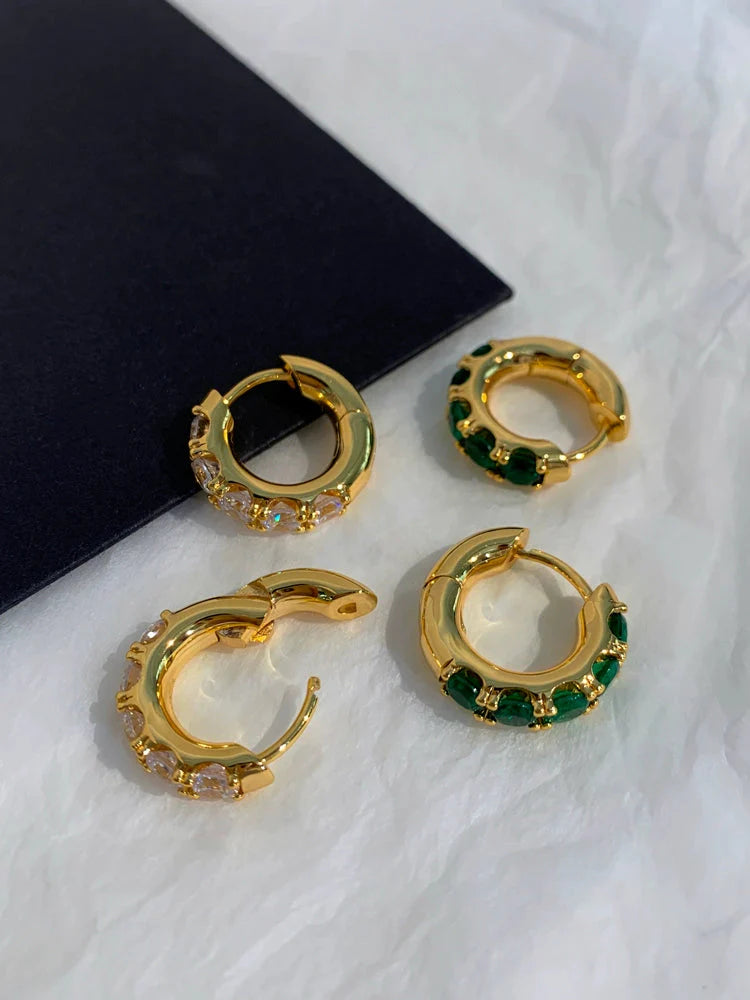 Emerald Green Mini  Hoop Earrings