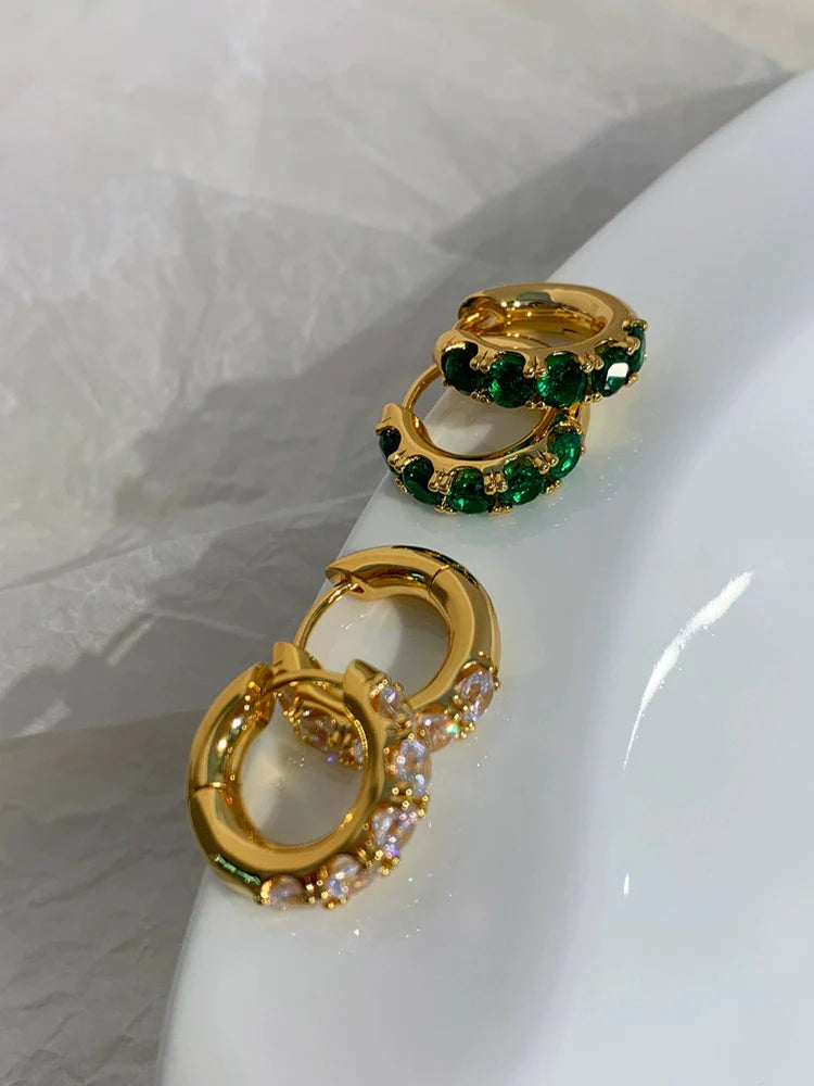 Emerald Green Mini  Hoop Earrings