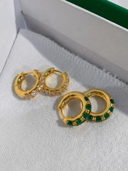 Emerald Green Mini  Hoop Earrings